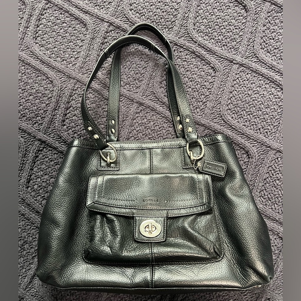 coach penelope black leather shoulder bag
